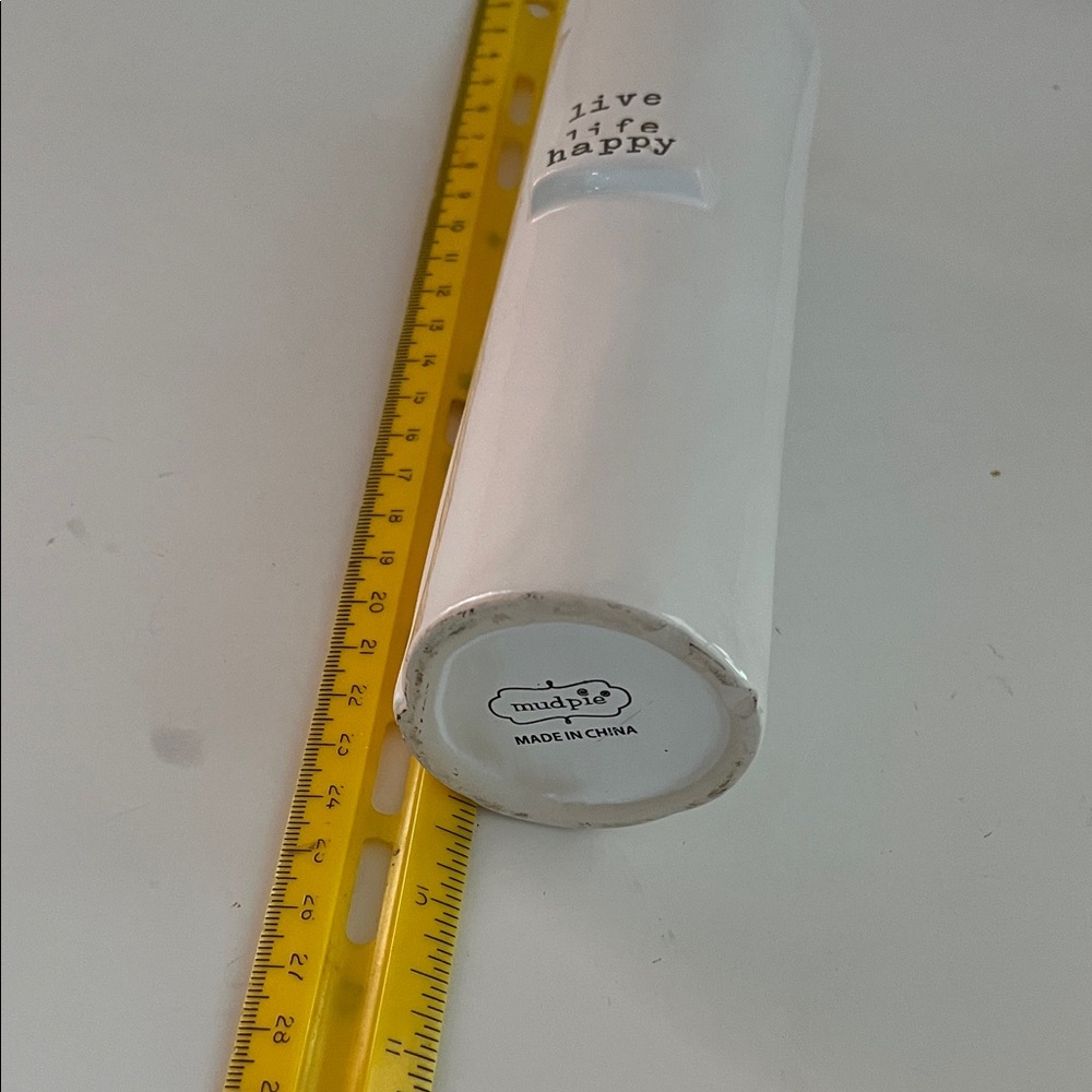 Mud Pie White Ceramic Cylinder Vase